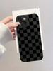 Black and White Checkered Pattern Phone Case Suitable for iPhone 16 15 14 13 12 11 Pro/Max/Plus Shockproof Back Cover