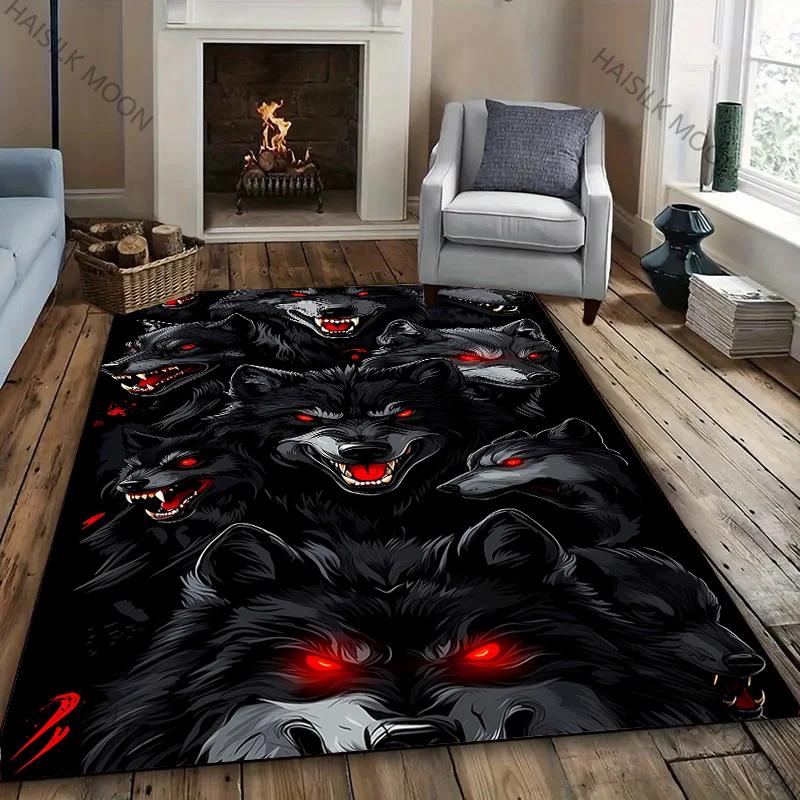 Dark Night Wolf Cluster Print Rugs Non-Slip Carpet Large Sizes Area Rugs Door Mats for Bedroom Living Room Gaming Room Mats GIFT