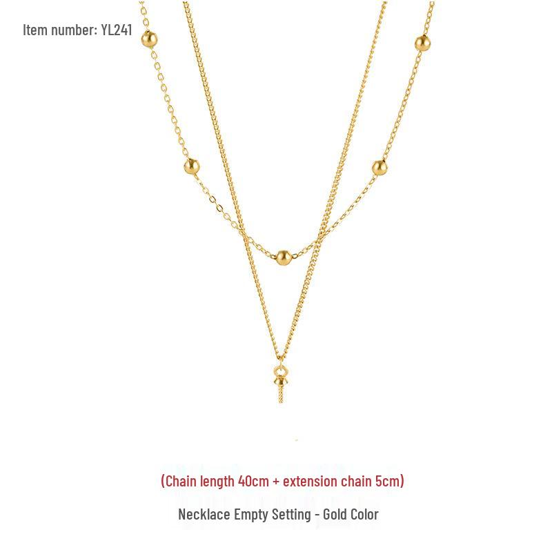 

Tide Fashion S925 Sterling Silver Cross Double-Layer Pearl Necklace Setting золотой