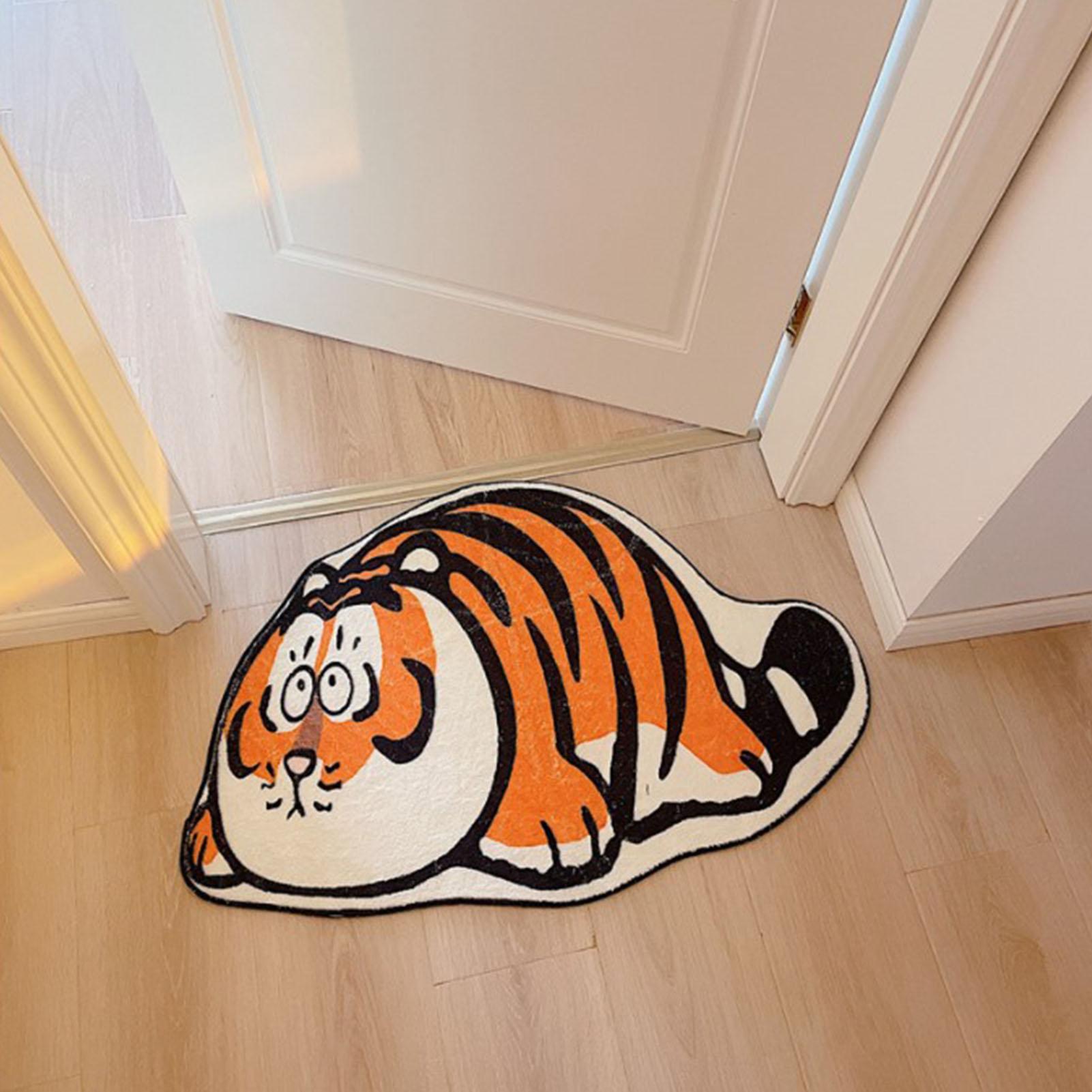 

VIKAMA Cartoon Tiger Floor Mat Waterproof Stain-Resistant Entrance Sofa Living Room Bedroom Bathroom Home Decoration Carpet 40X60CM(1.3X2FT