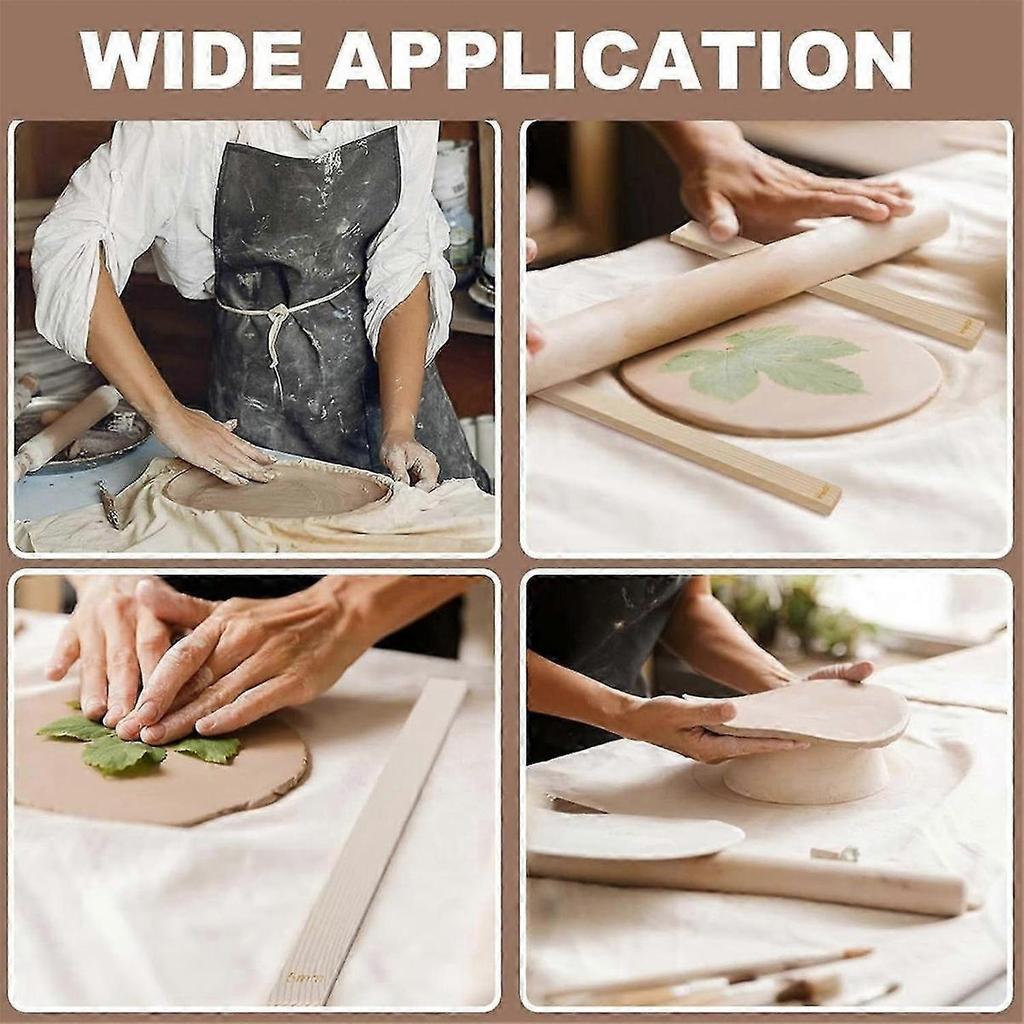30 Piece Pottery Teaching Rolling Clay Sticks Wooden Clay Roller Guide Clay Tools Wooden Rolling Pin Guide Stick Set