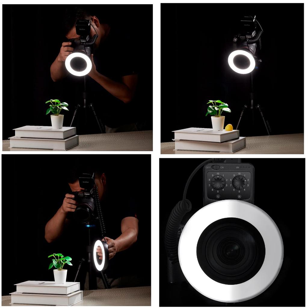 GODOX RING72 Macro LED Ring Dimming for Cameras and SLR Ideal for Supplementing Video and Animal and Plant Light, 5600K, 10-Level Dimming, 10%-100%