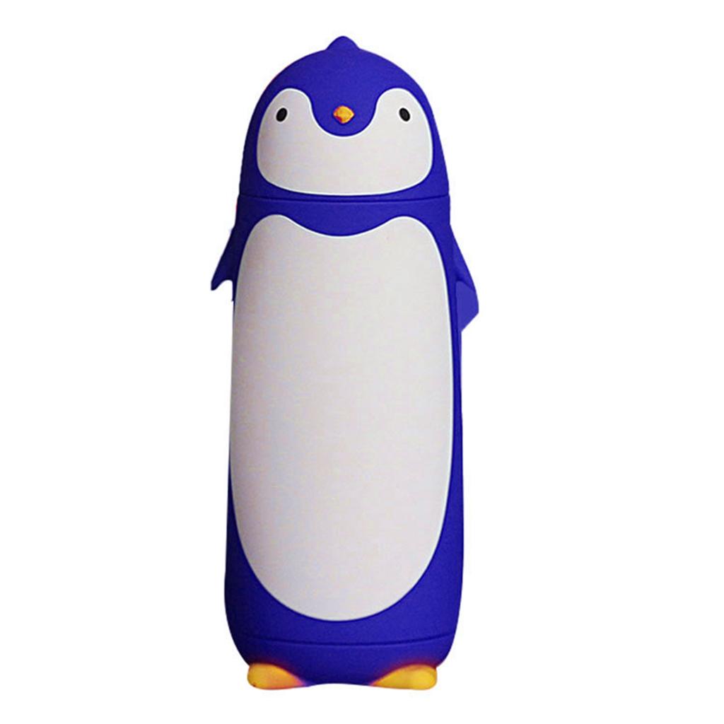 Water Bottle Penguin Design Heat Insulation 300ml Portable Water Cup for Outdoor Blue