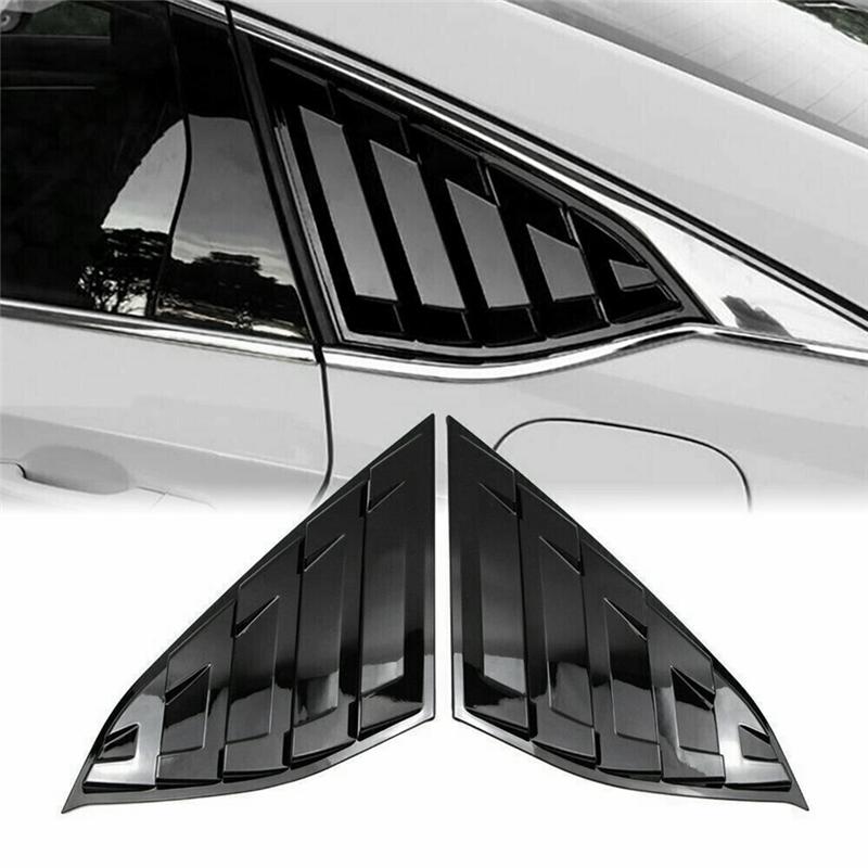 Car Rear Window Louver Cover Rear Side Vent Quarter Window Louver Shutter Cover For 2018- Honda Accord Glossy Black
