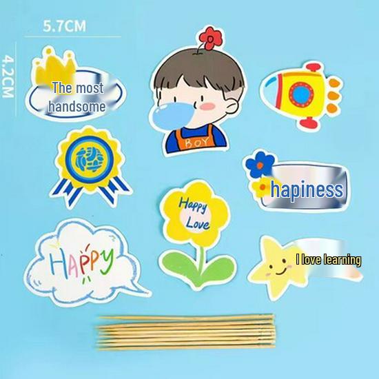Sushi Cartoon Cupcake Toppers & Ice Cream Flag Picks for Happy Birthday Desserts