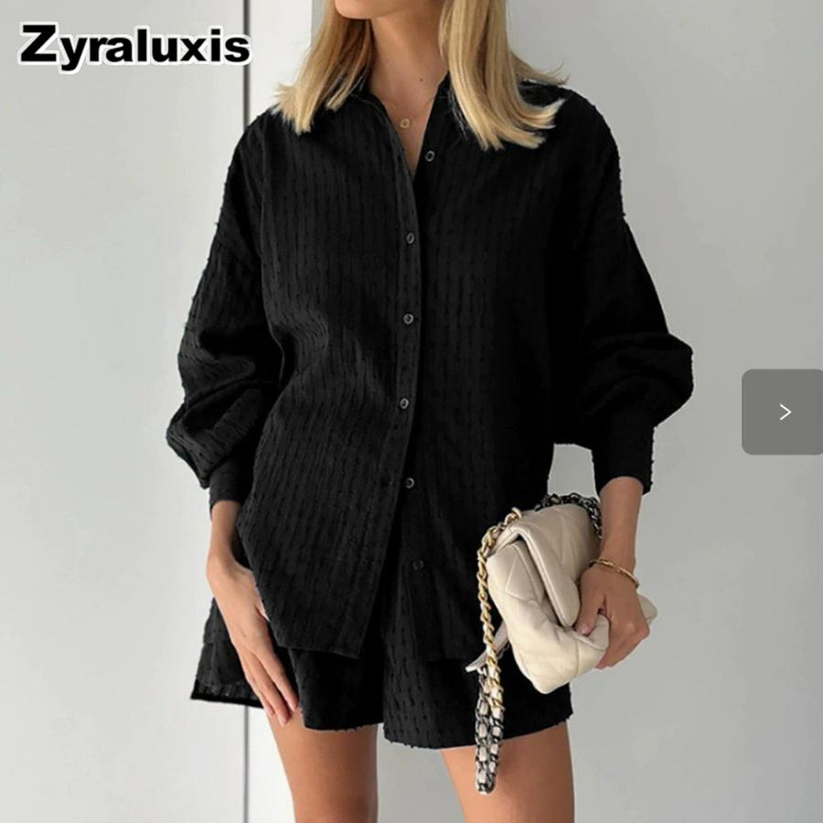 Spring/Summer Women's Lace Trim Bubble Sleeve Top Set with Shorts Casual Fashion Outfit