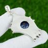 Sterling Silver Round Lapis Lazuli Stone Artisan September Birth Wedding Pendant