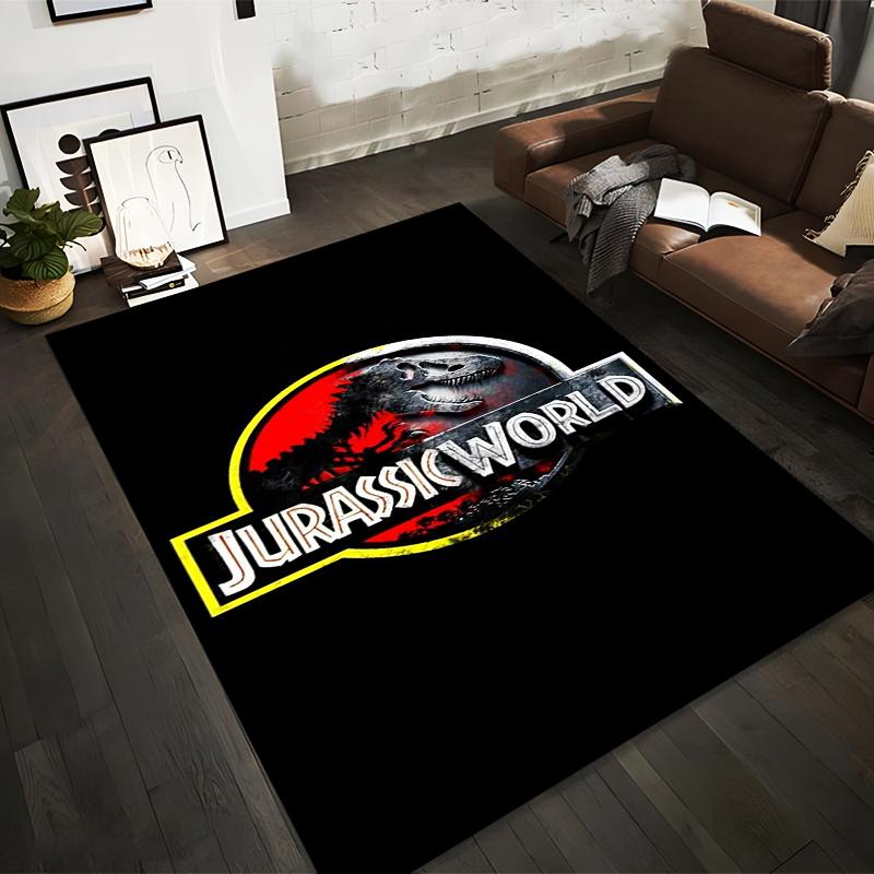 

Jurassic World Logo Black Carpet Dinosaur Themed Home Decor Rug Suitable for use as an anti-slip for living room bedroom sofas 40x60cm( 15x23in )