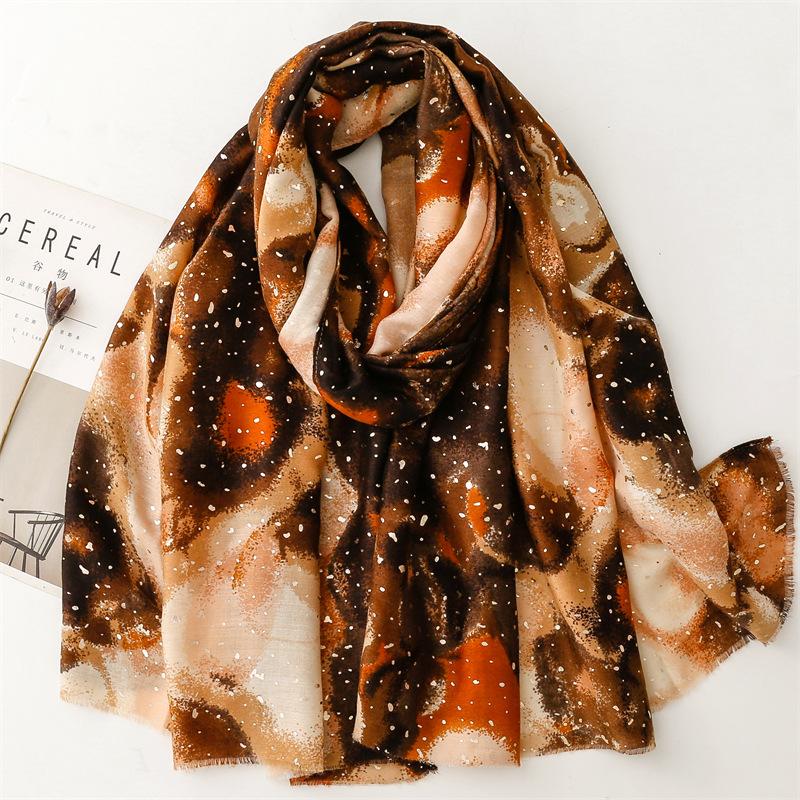 Winter Ombre Tie Dyed Painting Fringe Viscose Shawl Scarf Lady High Quality Print Pashmina Stole Bufandas Muslim Hijab 180*90Cm