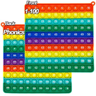 1-100 Nombres de comptage ABC Alphabets Lettres Jeu de phonétique Pop Fidget Toy Langue Mathématiques Jouets d'apprentissage Cadeaux pour enfants étudiants