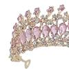 Women Wedding Crown Bride Alloy Rhinestone Crown Hair Accessories for Prom Costume Party Pink and Gold