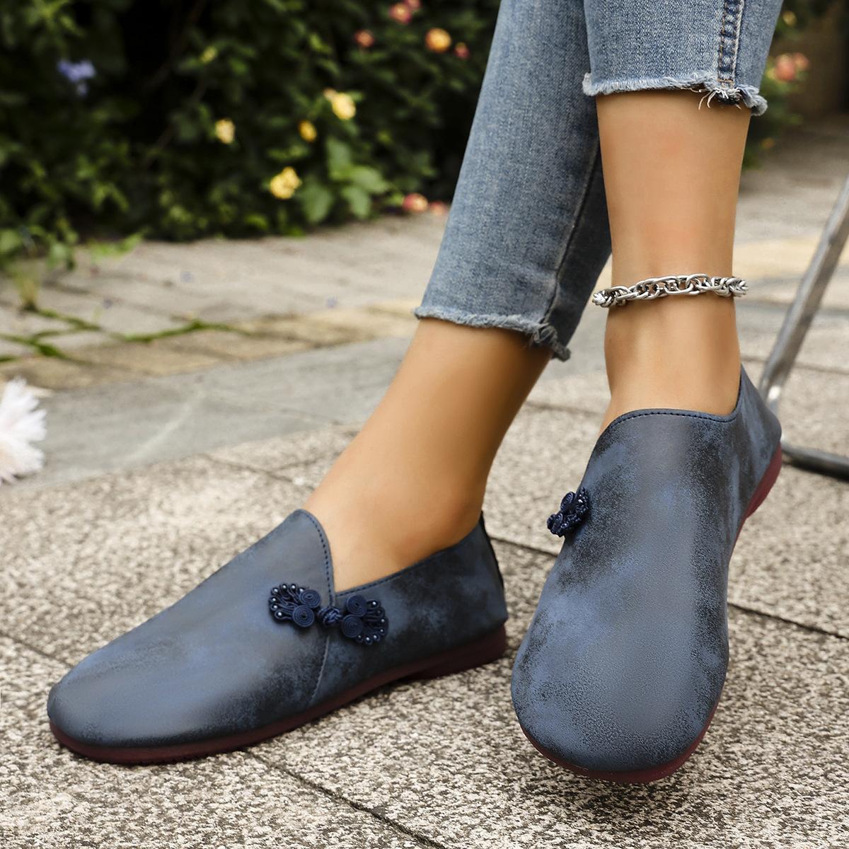 22 large size new big head retro literary doll shoes flat bottom comfortable casual style 43 тёмно-синий 2850₽