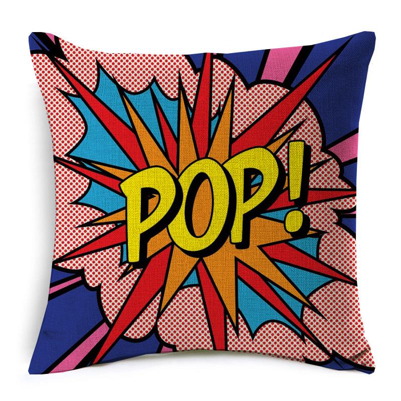 Cotton Linen Throw Pillow Cover American Pop Art Cushion Cover Pow Bang Wow Love Pineapple Modern Decorative Sofa Cushion Covers