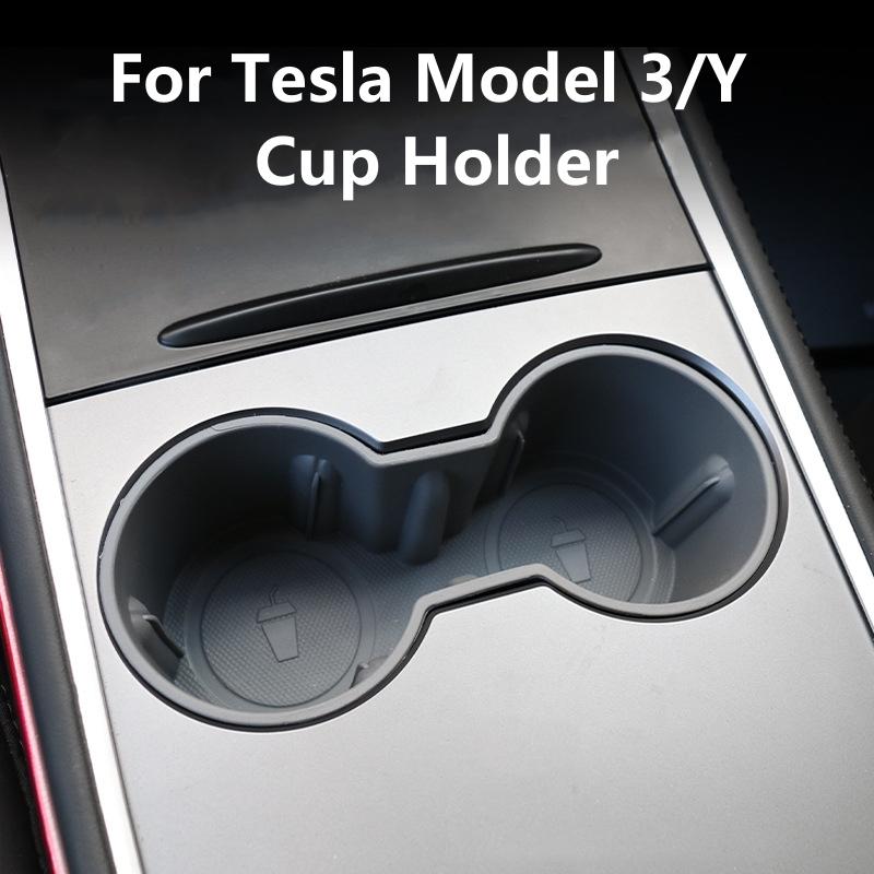 Water Cup Holder For Tesla Model 3/ Y 2025-23 Central Control Cup Holder Holder Protective Cover Interior Insert Storage Box