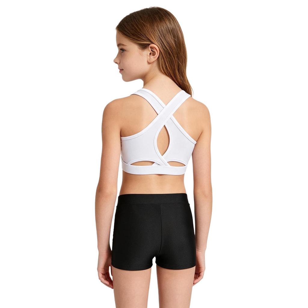 Ärmellose Weste mit Kreuzrücken-Cutout und High-Waist-Shorts mit V-Ausschnitt für Mädchen Yoga Laufen Fitnessstudio Activewear Performance