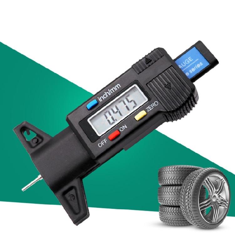 LCD Digital Tire Tread Depth Gauge Tool with Inch & MM Conversion for Motorbike