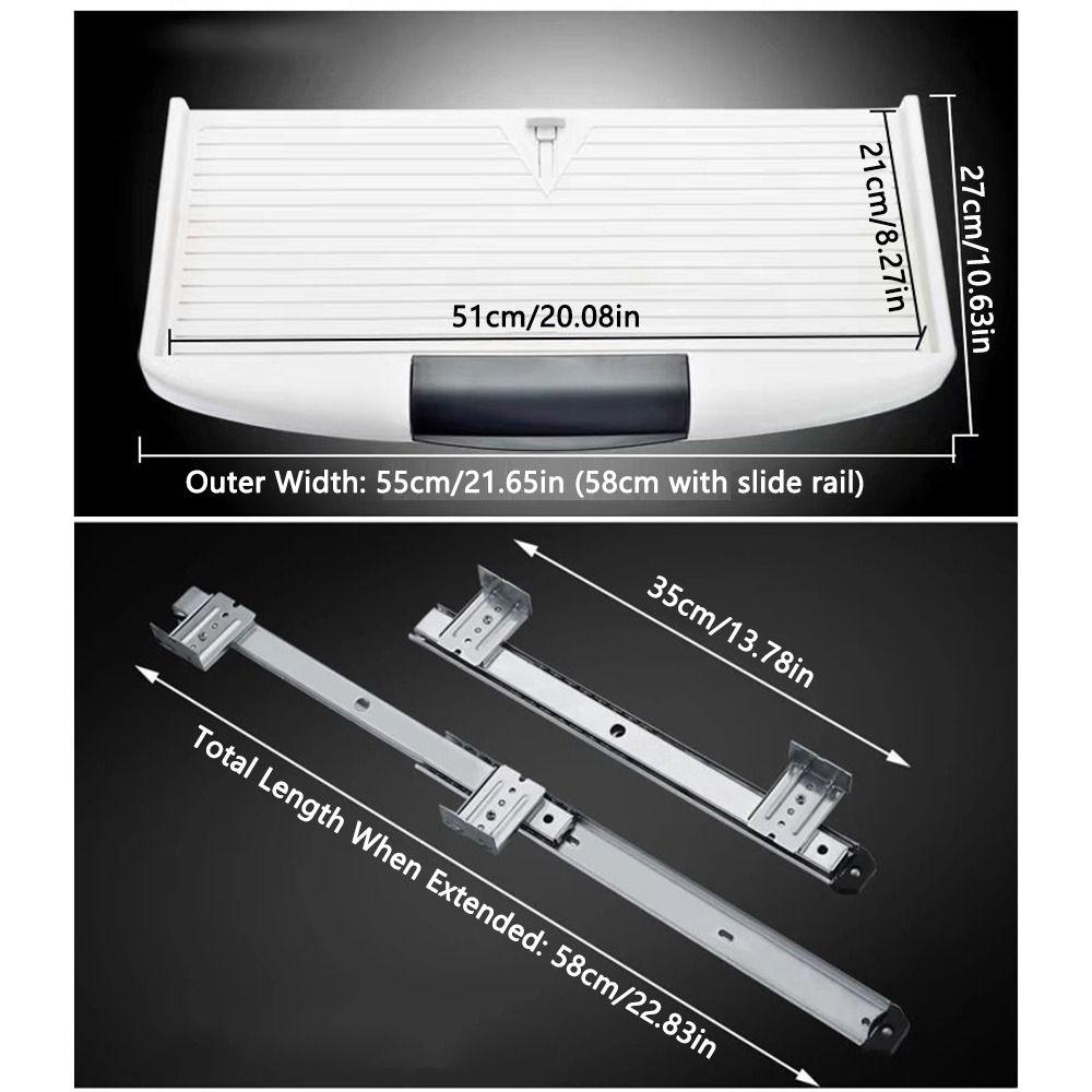 Heavy Duty Slide Rail Keyboard Storage Drawer Adjustable Retractable Keyboard Rack  Office