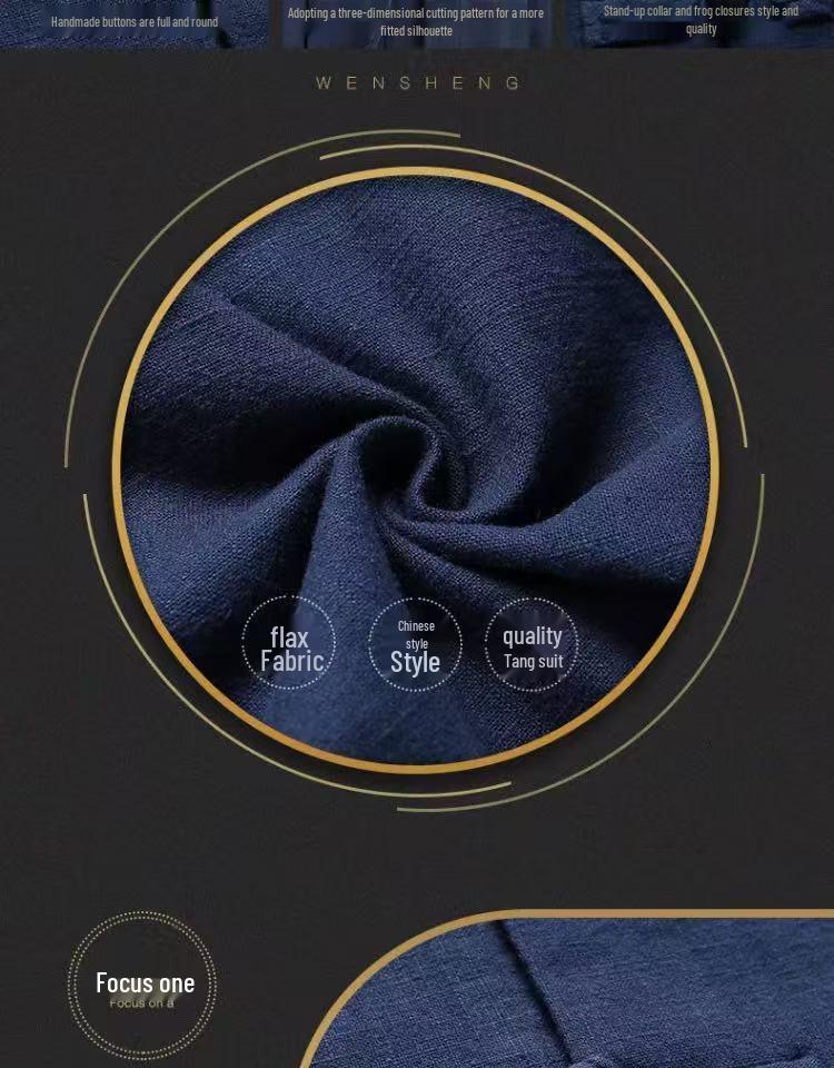 Men's Retro Chinese Tang Suit: Spring/Autumn Cotton Linen 3-Piece Set with Long Sleeve Frog Button Hanfu Coat