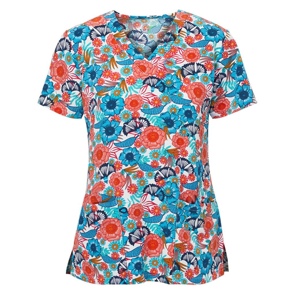 Women Short Sleeve V-neck Tops Working  Blouse