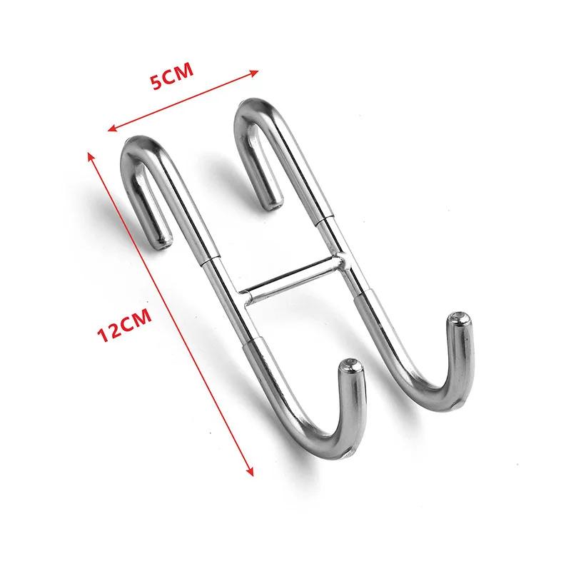 304 Hook Stainless Steel Glass Door Back Hook Hanging Double-Hook Bathroom Metal Non-stick Double-sided S-Hook Clothes-Hook