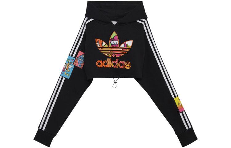 Adidas X Jeremy Scott Women ss Cropped Hoodie Black H53361 32