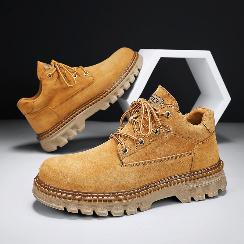 2024 Winter Ankle Boots Men's Boots Outdoor Comfortable Yellow Boots with Classic Design High Top Men Casual Shoes