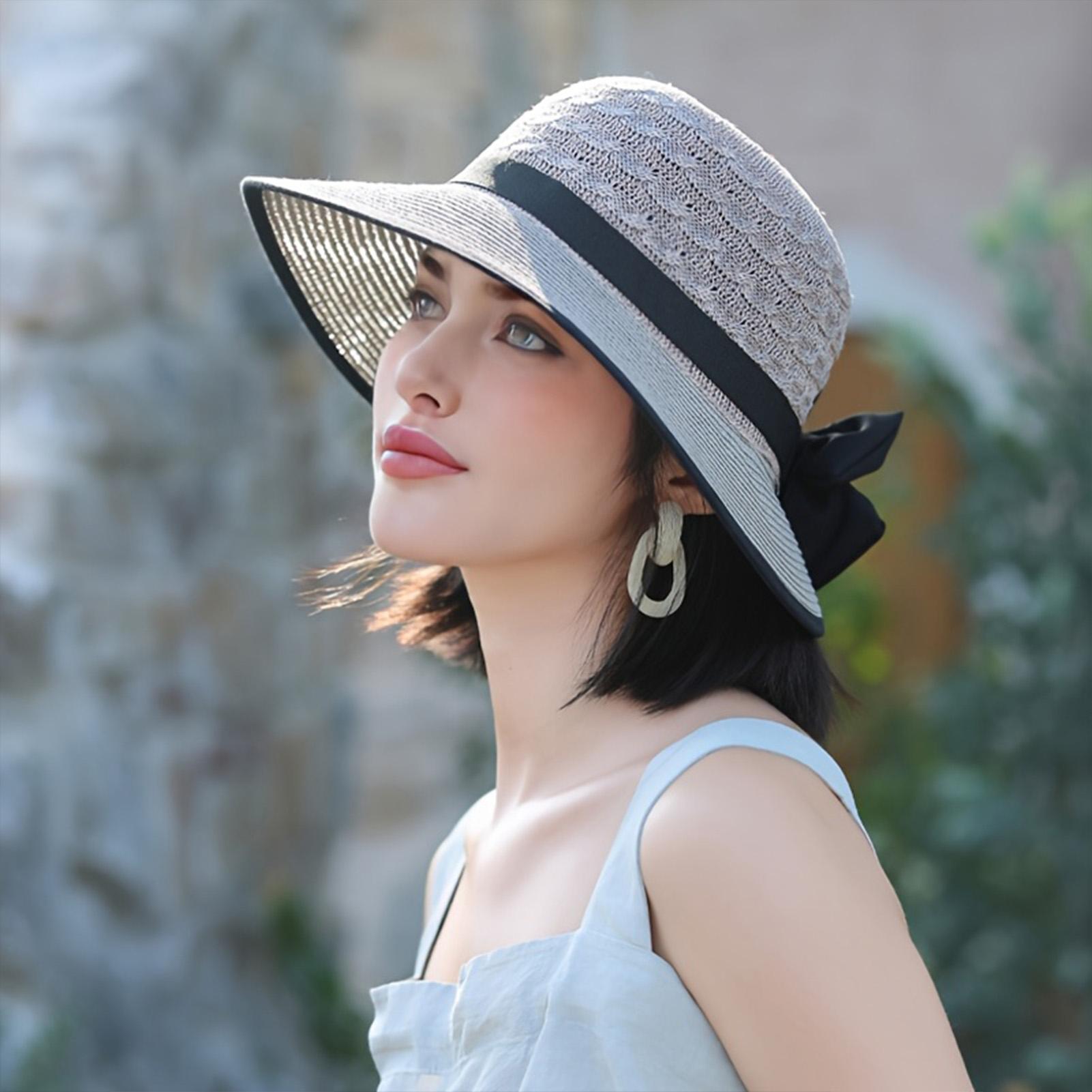 

Wide Brim Straw Sun Hat Summer Beach Straw Sun Hat Beach Vacation Sun Protection Sun Hats for Summer Spring Fall Beach Gift серый