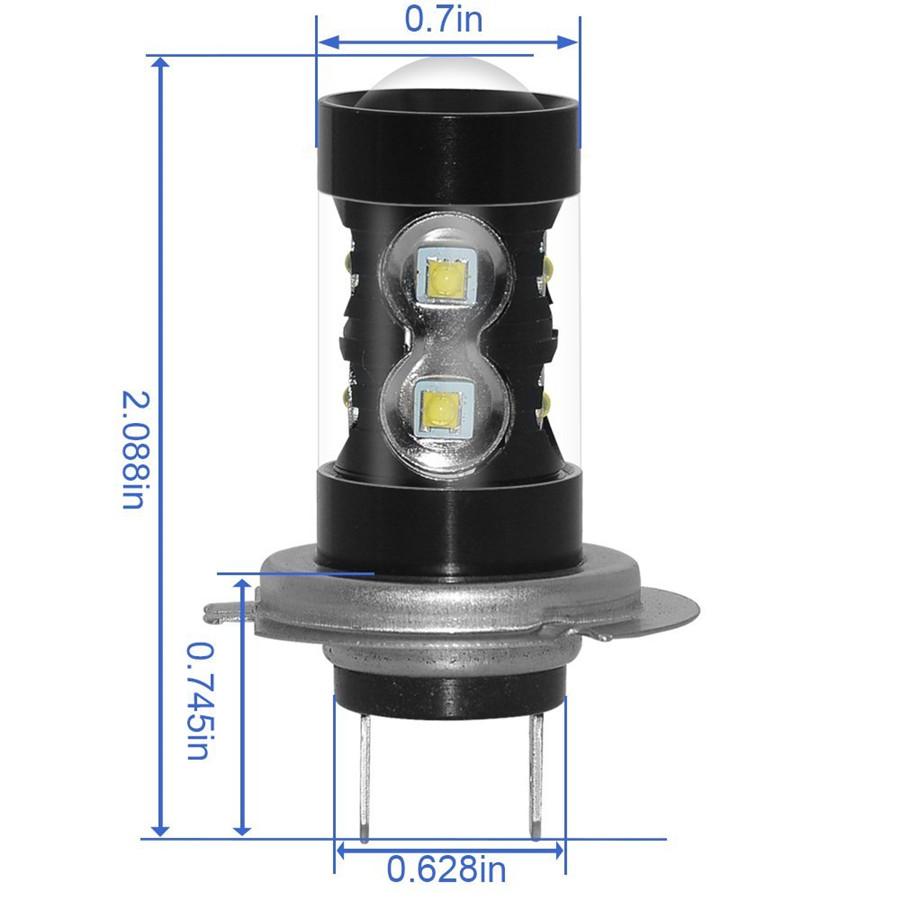 2Pcs H7 50W LED Light Bulbs 6000K Xenon White For DRL Fog Lights Lamp 12V-24V