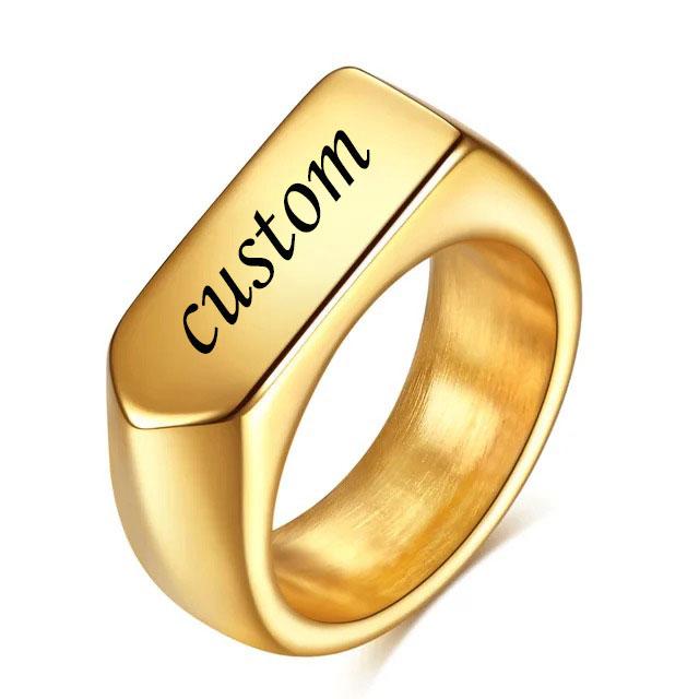 Customized Women Signet Ring Name Letter Pattern Logo Stainless Steel Rings Punk Candid Fashion Jewelry Male Wedding Accessories
