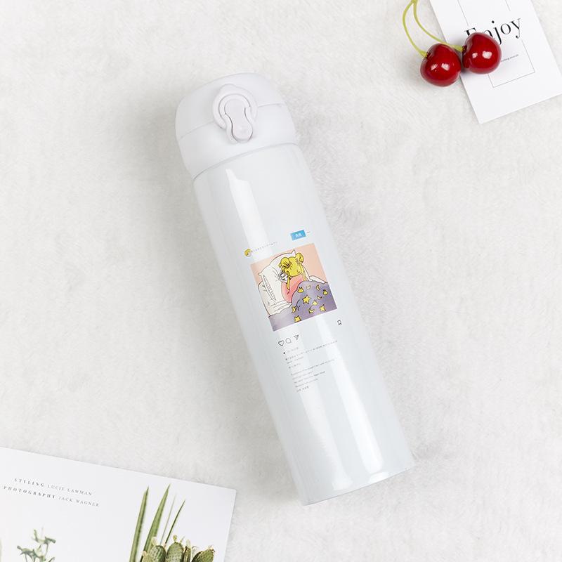 Cartoon Girl Bounce Cup Stainless Steel Mug Outdoor Sports Water Bottle Gift for Students
