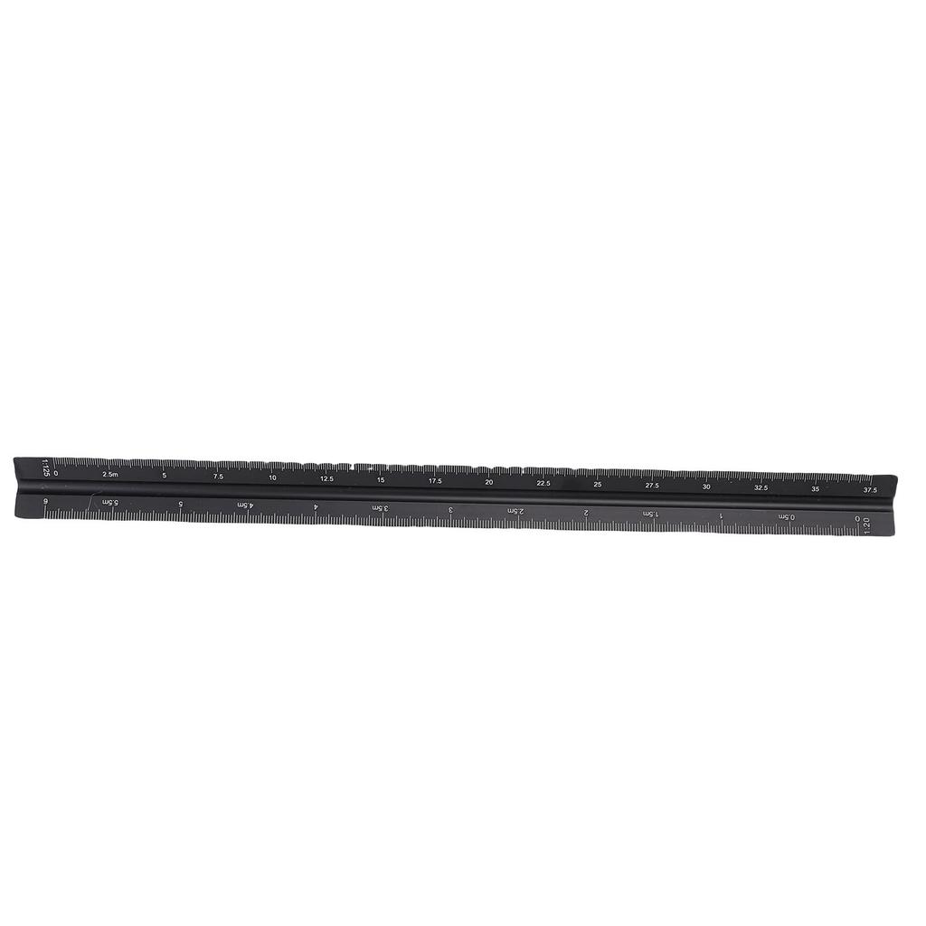30cm Metric Triangular Engineer Scale Ruler Aluminum Architect Scale Ruler for Architects Students Draftsman Black