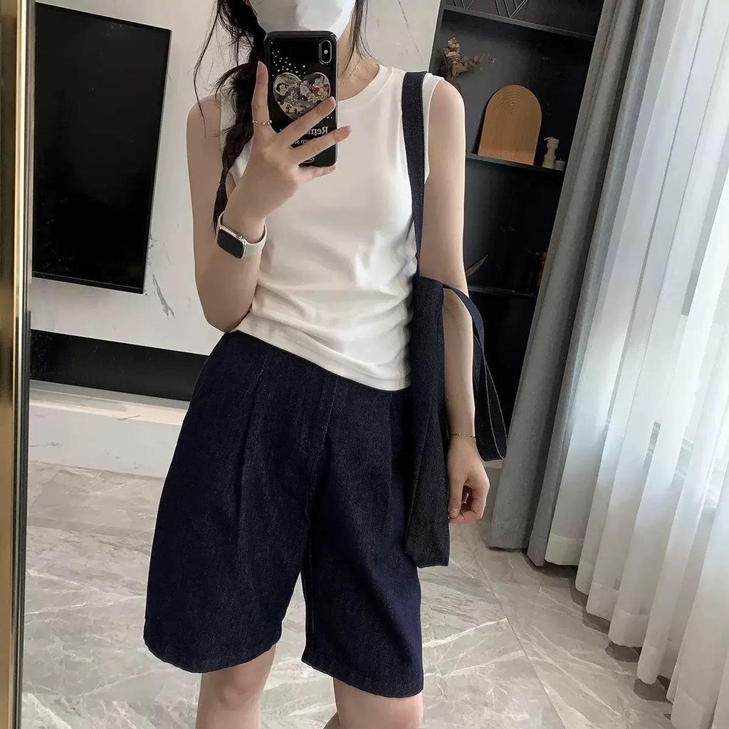 Women's Solid Color Camisole Vest - Sleeveless, Slimming, Versatile Outerwear for Spring and Summer