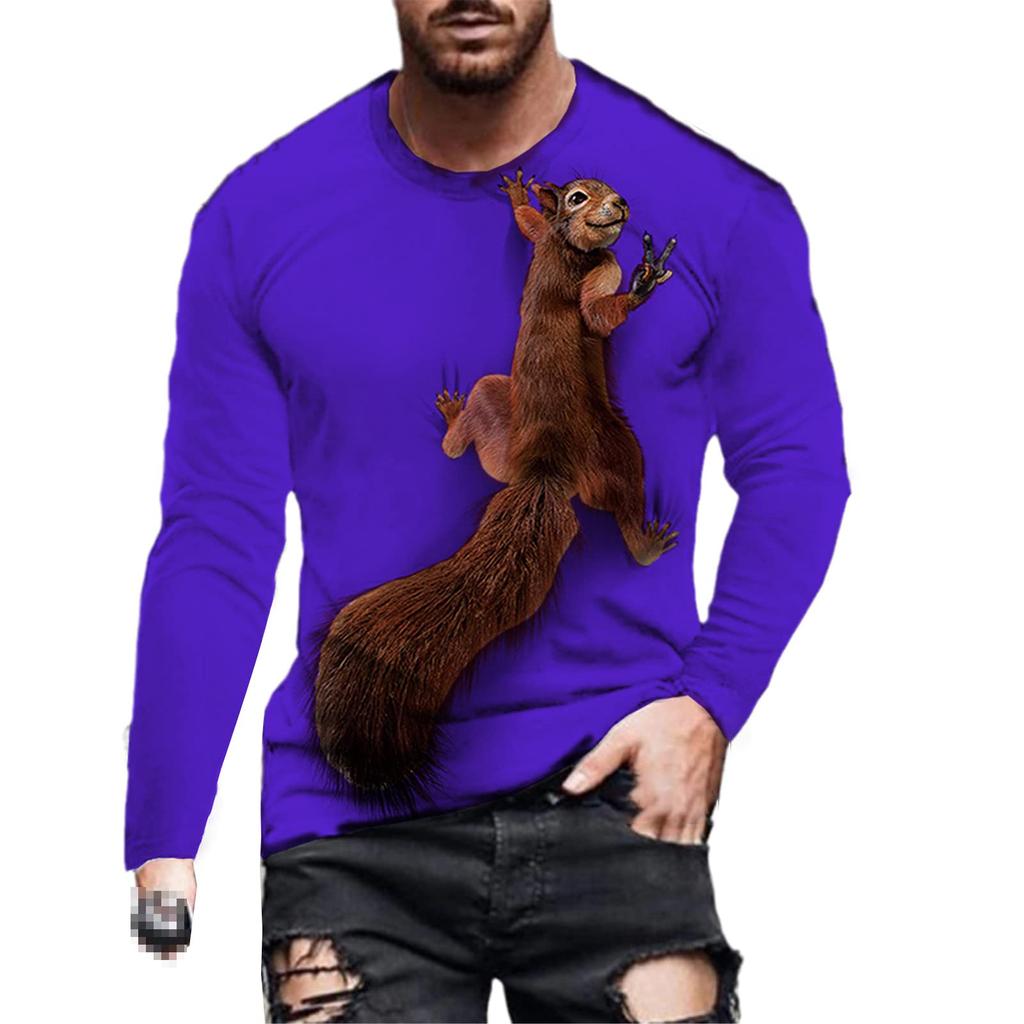 Squirrel 3D Print T-Shirts Men Woman Casual Round Neck Long Sleeve T Shirt Streetwear Harajuku Pullovers Tees Tops Kids Clothing