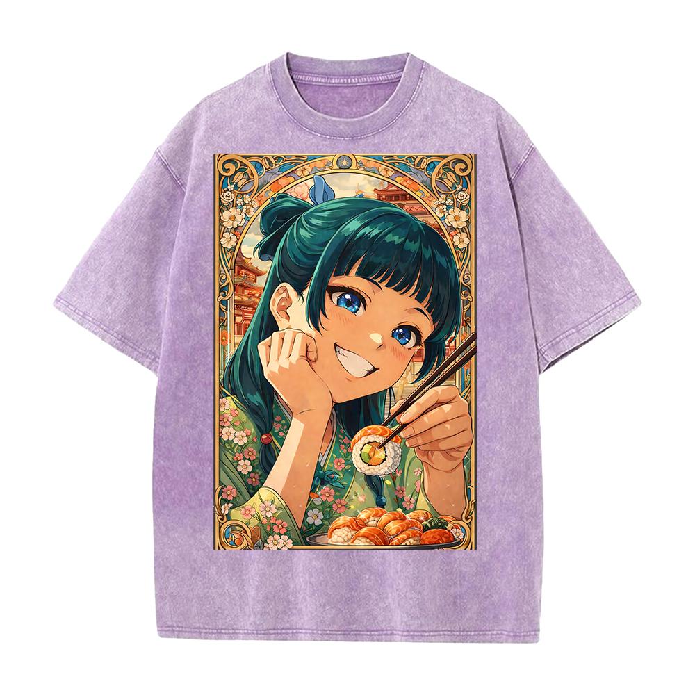 Anime The Apothecary Diaries Maomao Cute Clothing Men Women Short Sleeve Tshirt Washed Cotton Tee Retro T-shirt Harajuku T Shirt