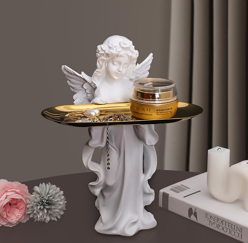 Praying Angel Goddess Ornament With Tray Sculpture Art Home Living Room Decorations Office Decoration Decoration
