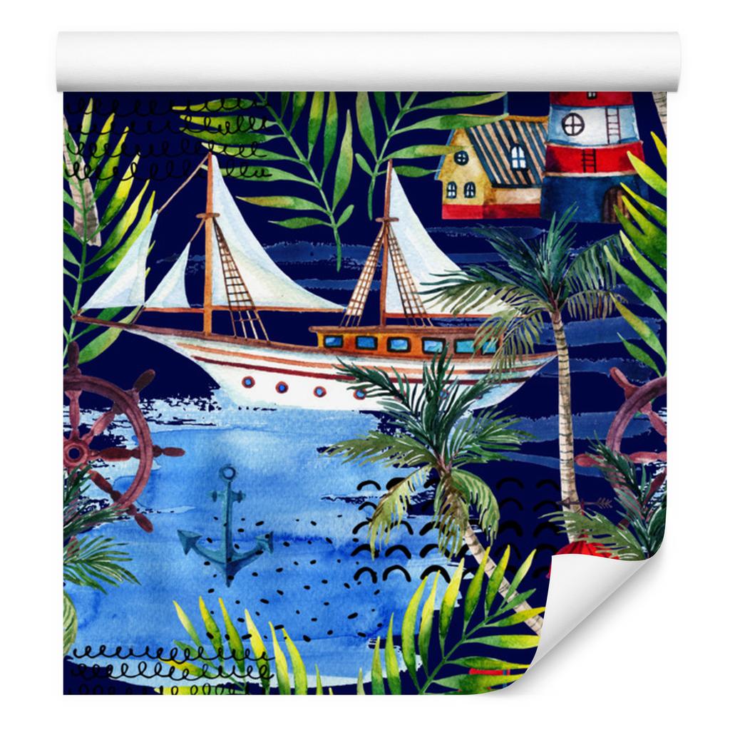 Watercolor Sailboat Wallpaper for Living Room and Bedroom 50x1000