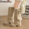 Neues Design Gürtelschnalle Quadratische Absätze Frau Ritter Hohe Stiefel Streetstyle Partykleid Lange Stiefeletten Herbst Winter Damenschuhe