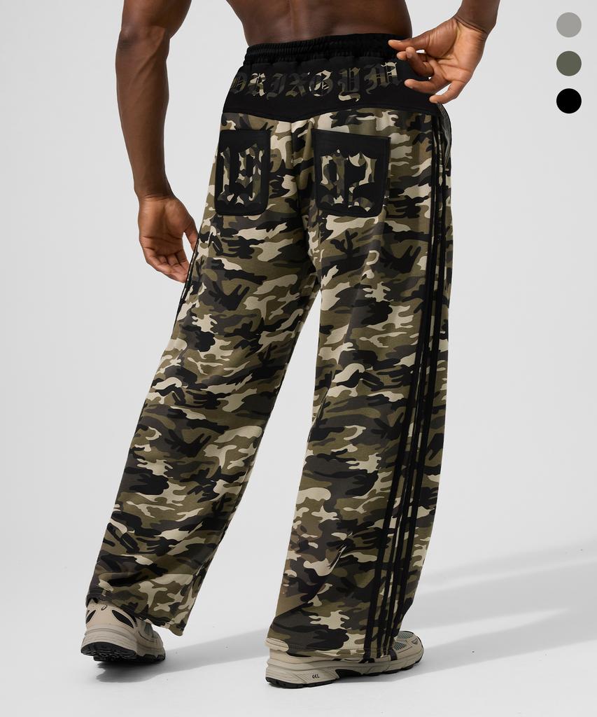 DRIX Camo Color Block Track Line Graphic Pants_Gray
