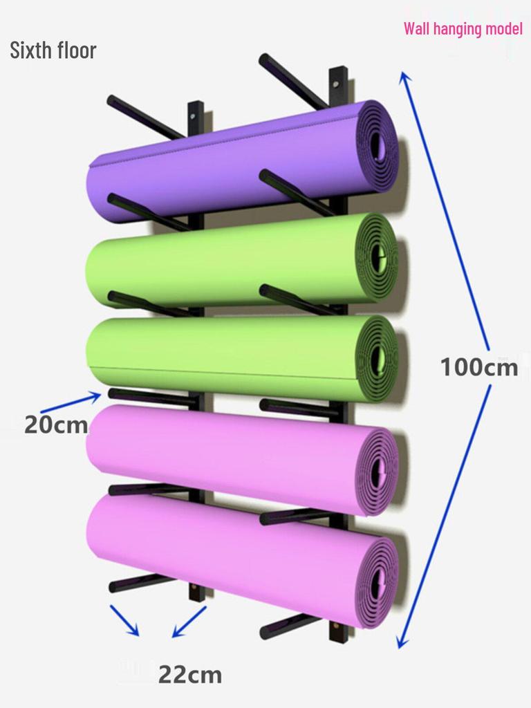 Wall-Mounted Yoga Mat Rack: Studio & Home Storage Display Shelf
