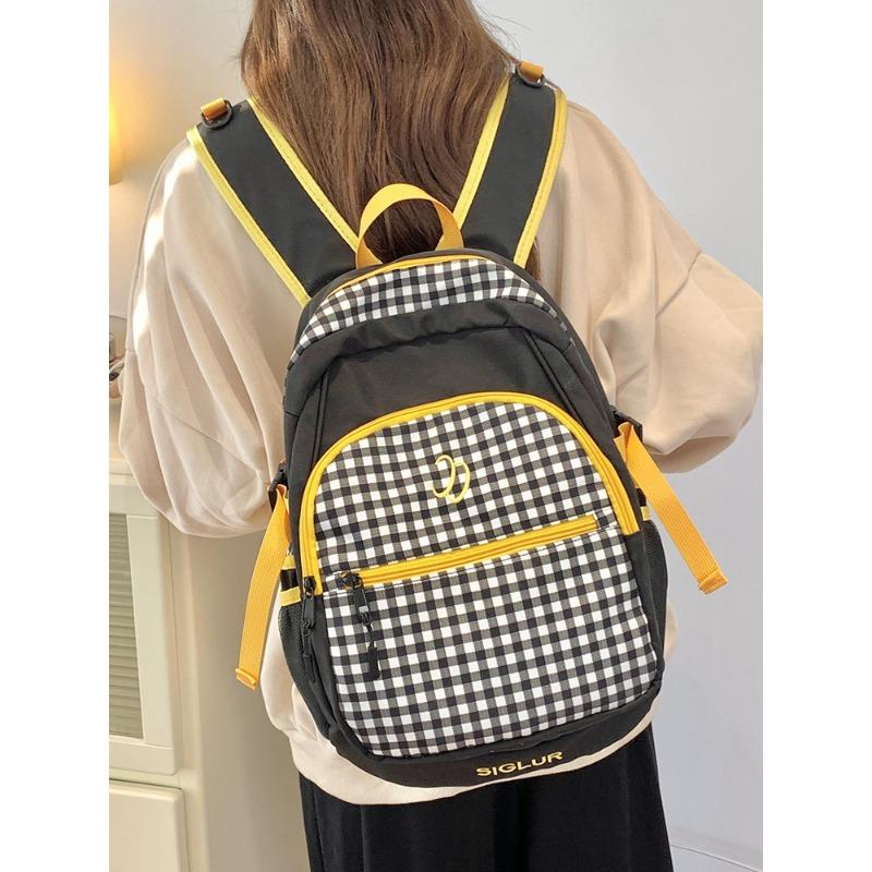 

Школьный рюкзак милый клетчатый для девочки новый в стиле колледжа большой вместимости рюкзак для поездок на работу универсальный свежий студенческий рюкзак