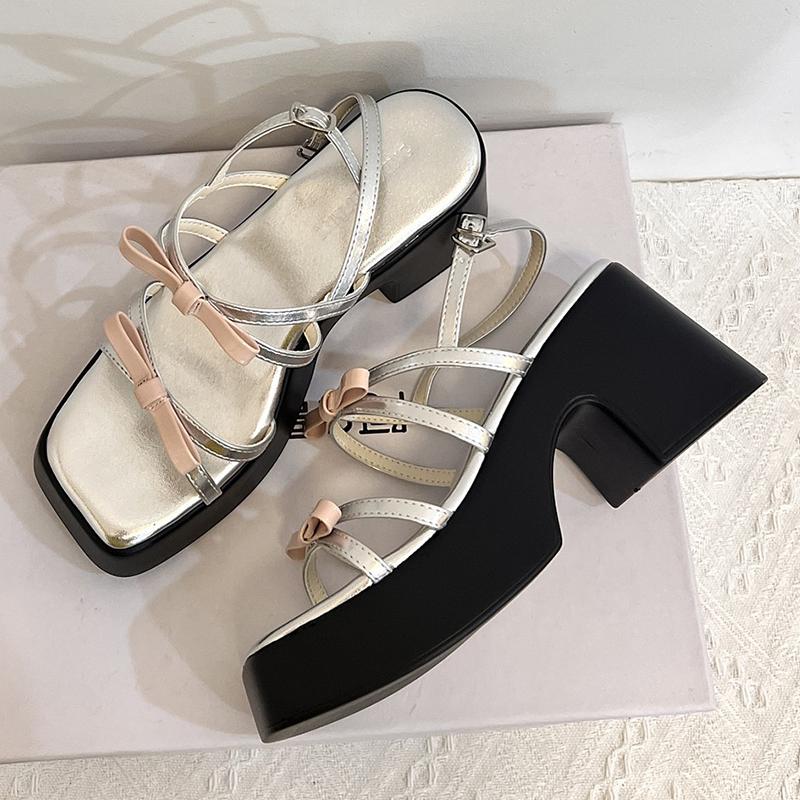 

Fashion High Heels Women Sandals Summer Platform Dress Shoes Fashion Chunky Woman Pumps 2025 New Trend Brand Walking Female Zapatillas 39 серебряный