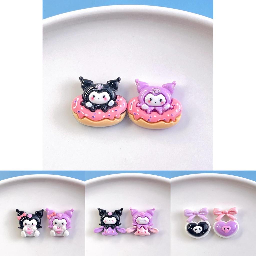 Kreskówkowe Fioletowe Ryżowe Akcesoria z Żywicy Do Rękodzieła DIY, Gumki do Włosów i Spinki do Włosów