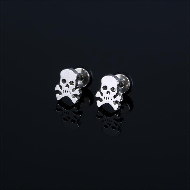1 Pair New Style Gothic Dumbbell Stud Earrings For Men/Women Stainless Steel Punk Piercing Jewelry