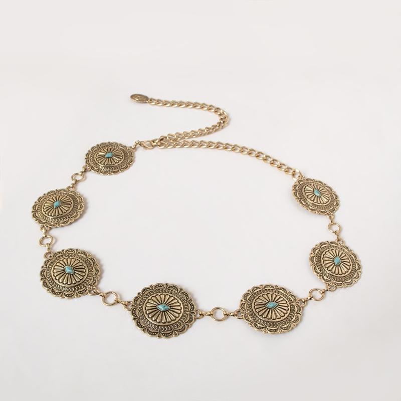 Elegant Ladies Ethnic Style Waist Belt Delicate Relief Flower Buckle Belt Summer Dress Women Summer Seaside Waist Belt