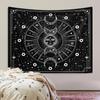 1pc Vibrant psychedelic sun and moon tapestry, used for bedroom decoration with black and white mandala pattern wall hanging