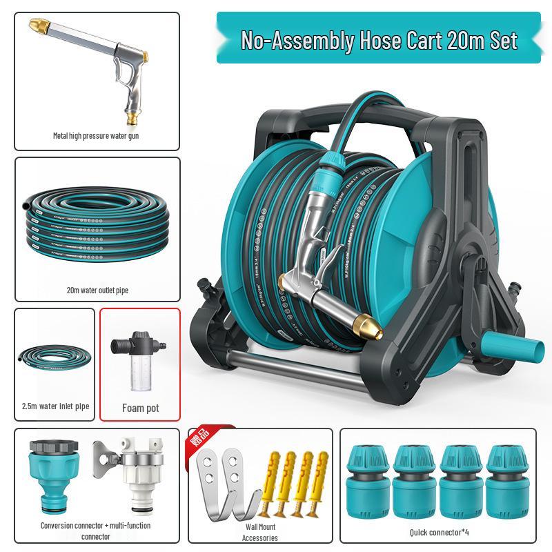 High-Pressure Water Hose with Automatic Storage Reel for Gardening and Car Washing