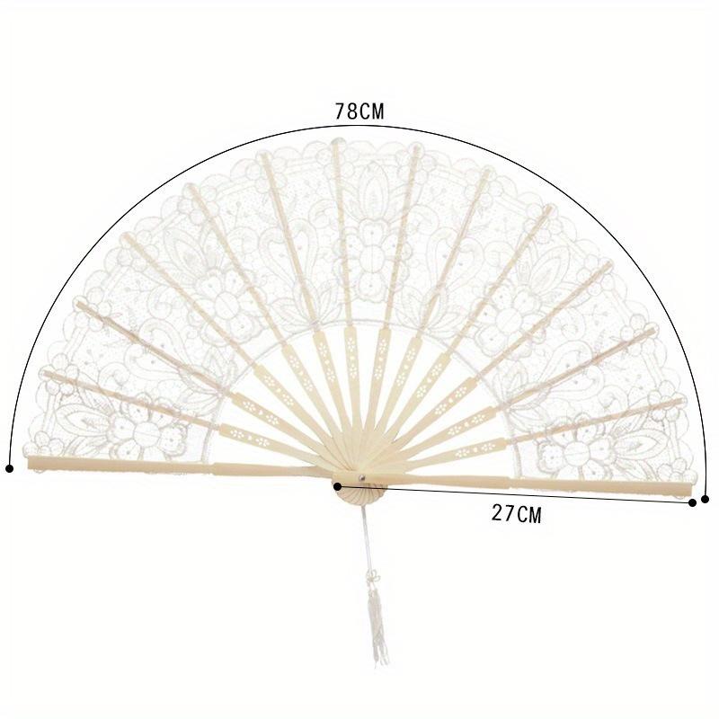 1PC Elegant HollowOut Lace Fan for Bridal Shower Dance Recital Sheer Handheld Fan for Wedding and Formal Occasion