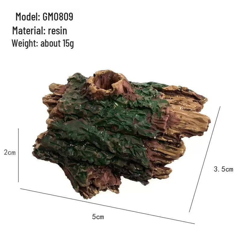 Ornament Mikrokrajobraz z Kory i Mchu: Żywiczna Dekoracja do Akwarium i Kryjówka dla Krewetek Rękodzieło, Idealna również do Domku dla Chomika.