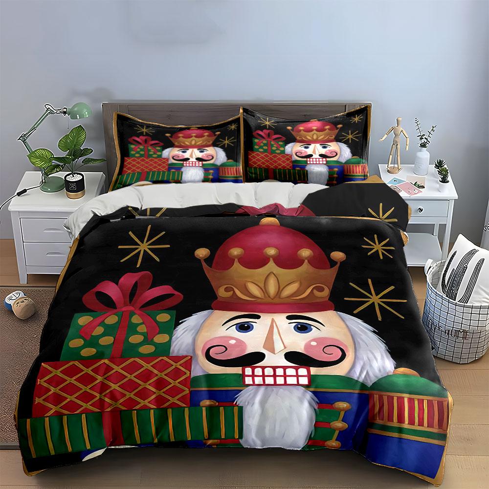 Nutcracker King with Gifts Bedding Duvet Cover Set Duvet Cover Pillowcases  (1*Duvet Cover 2*Pillowcases, without duvet insert)