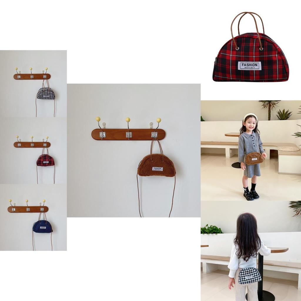 Stylish Korean Kids Mini Bag For Girls Vintage Canvas Tote Bag With Zipper Closure